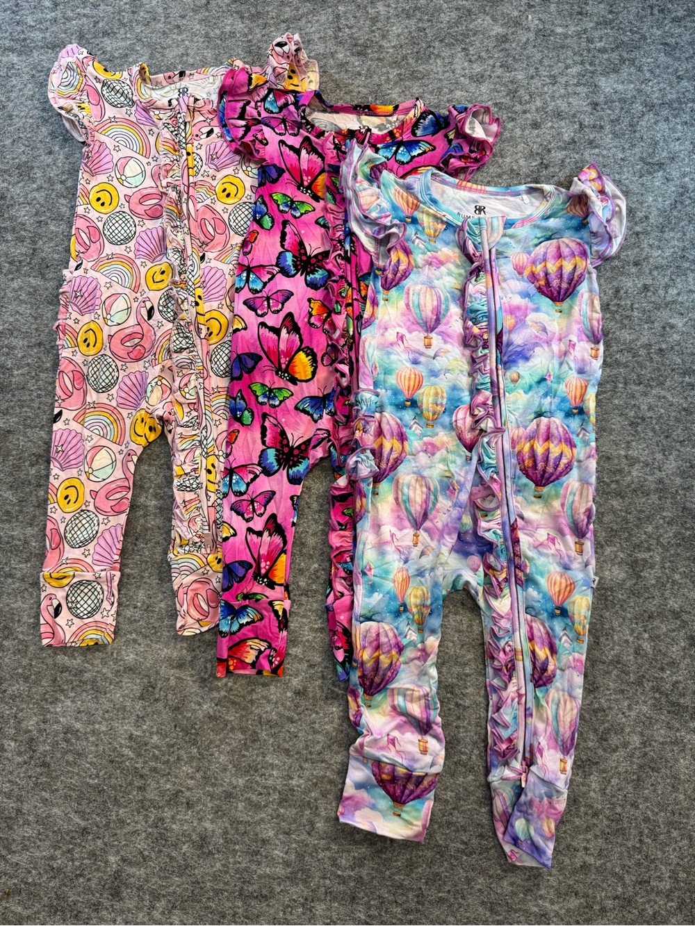 Bums and Roses Bamboo Kids Pink Butterfly & Hot Air Balloon Pajama Bundle